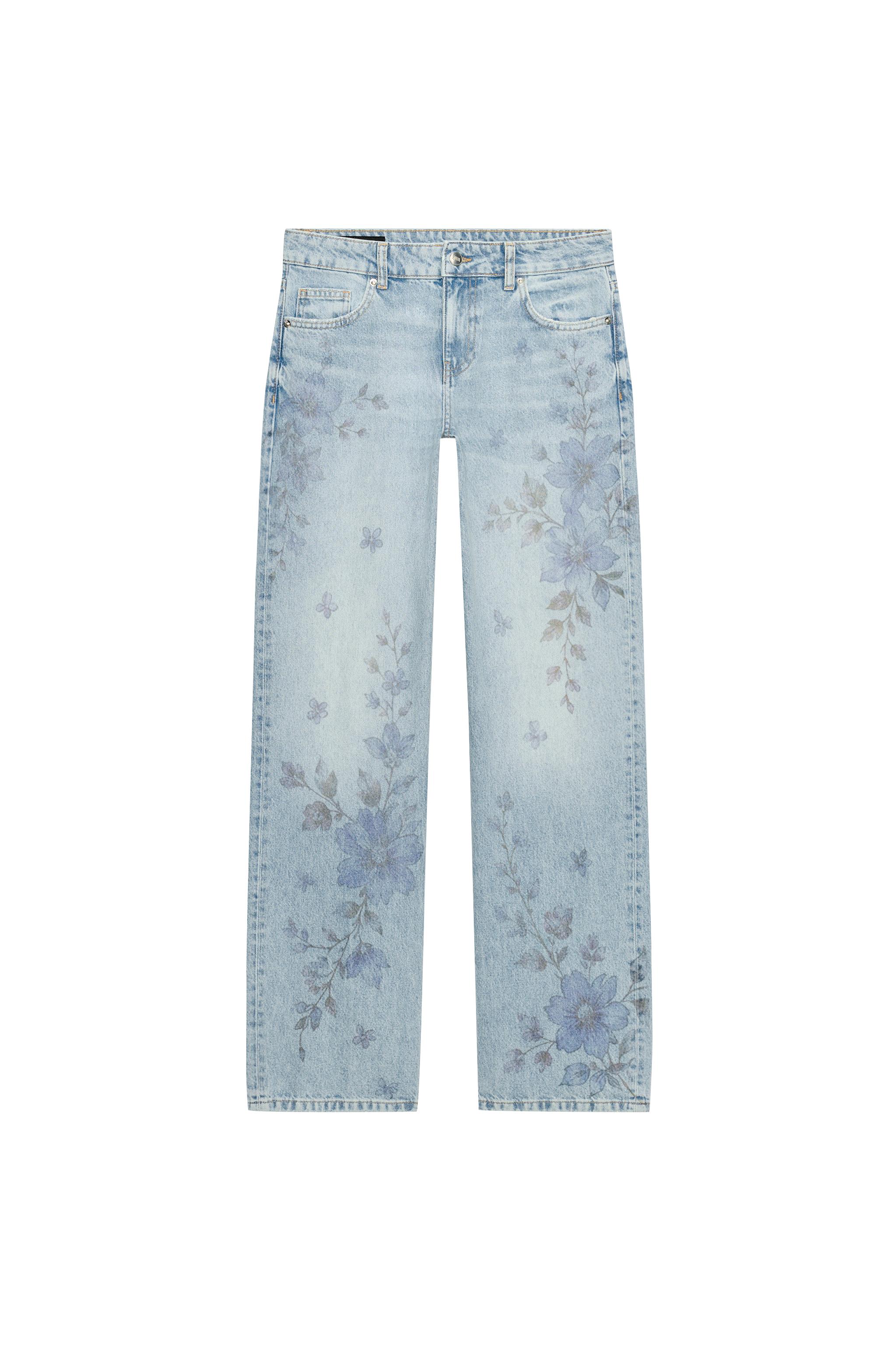 JEANS Z1975 STRAIGHT TIRO MEDIO LONG LENGTH ESTAMPADO FLORAL