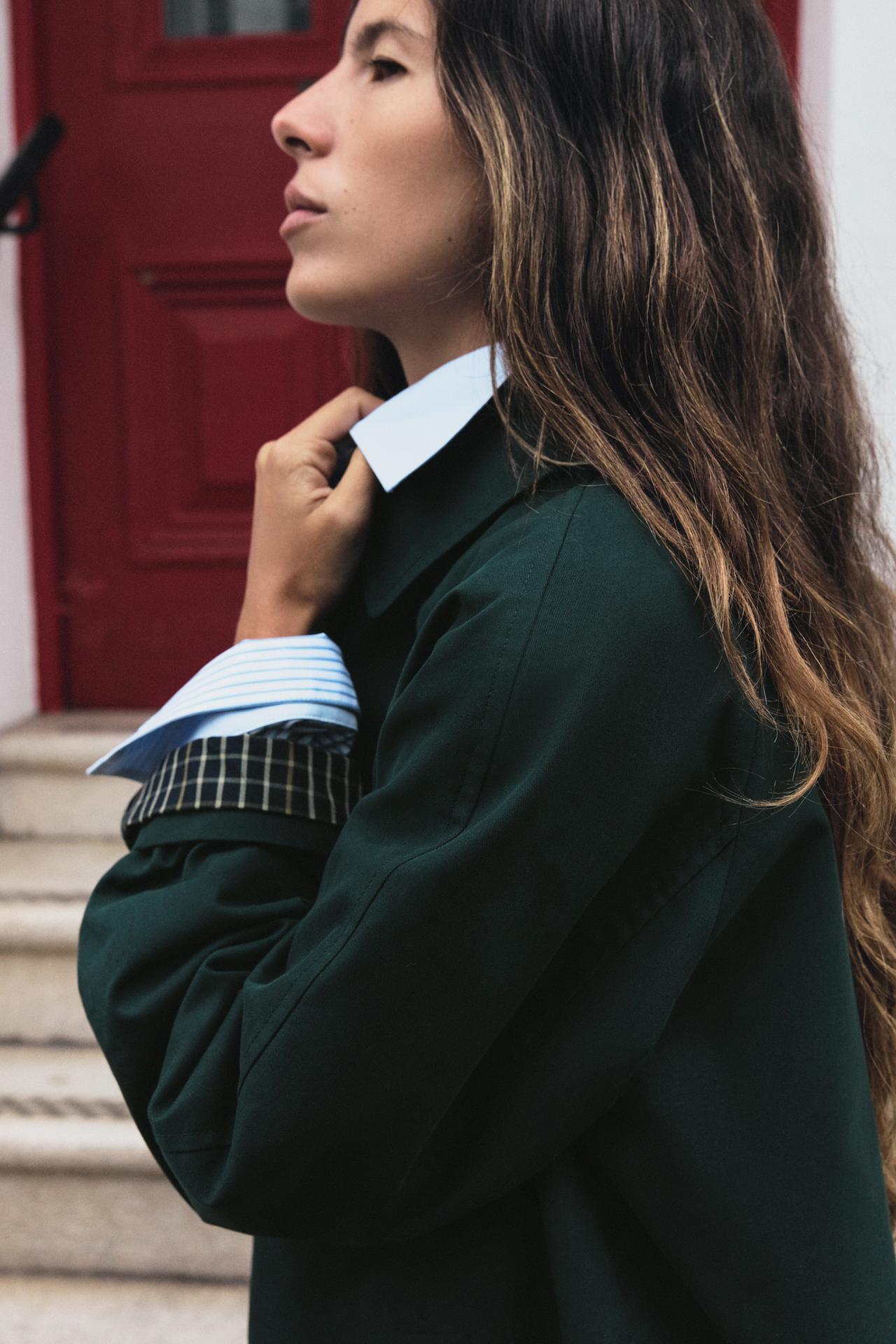 ZW COLLECTION MIDI TRENCH COAT — Gray green