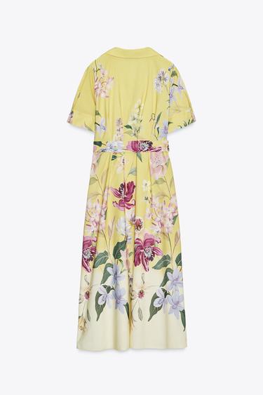 ROBE MIDI IMPRIMÉE FLEURIE CEINTURE - Multicolore de Zara - Image 5