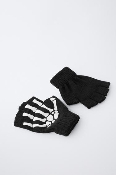 SKELETON FANCY DRESS KNIT MITTENS - Black by Zara - Image 1