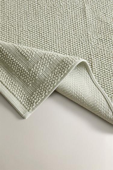 NON-SLIP COTTON BATH MAT - Blue / Green by Zara - Image 1