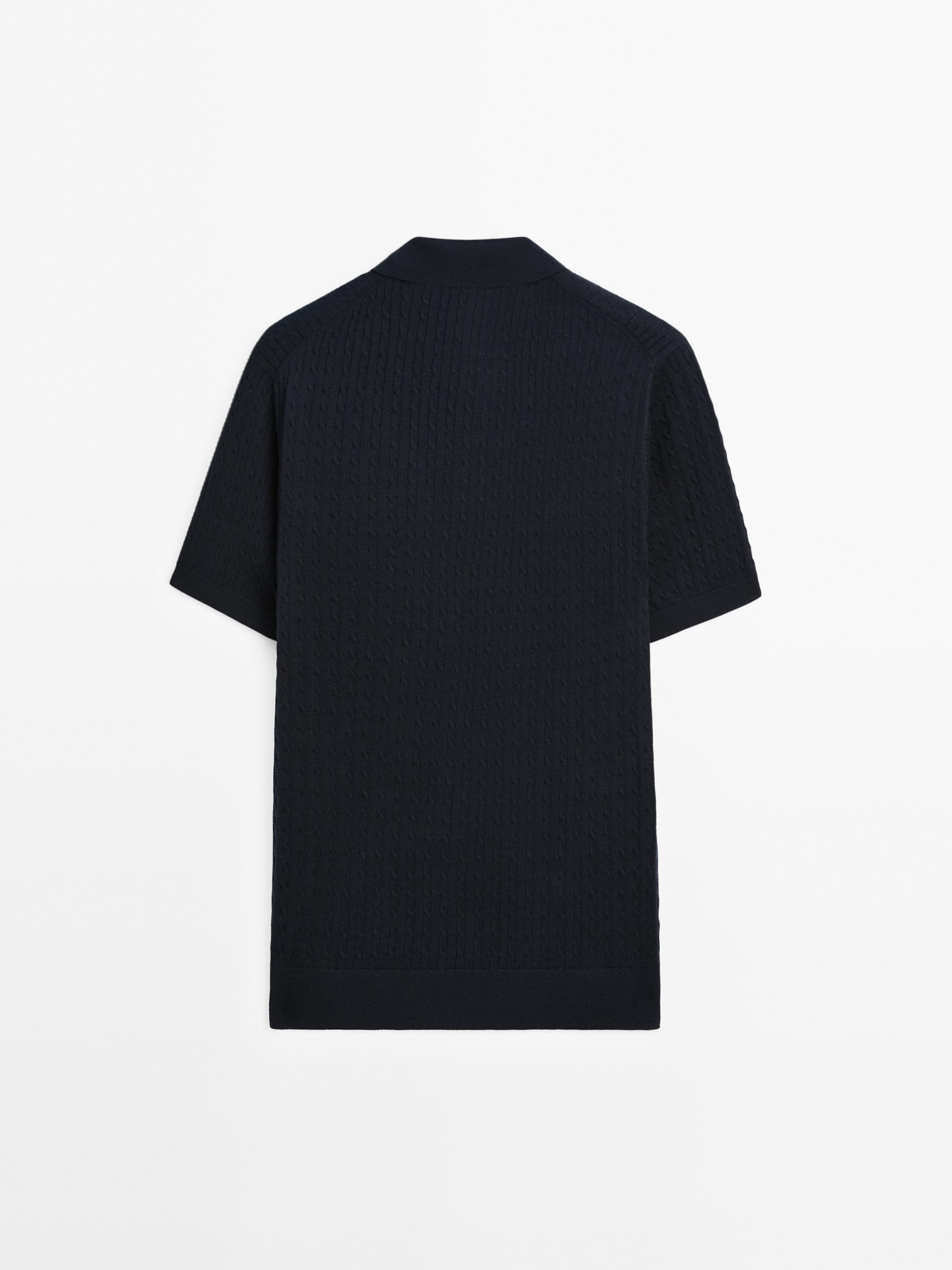 Pull polo en maille tressée 100 % coton