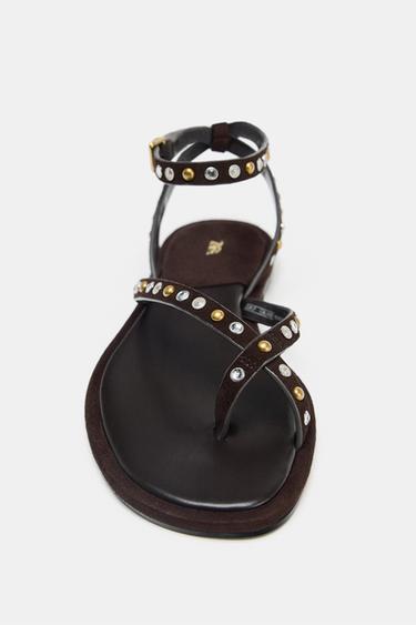 SANDALES EN CUIR FANTAISIE - Marron de Zara - Image 4