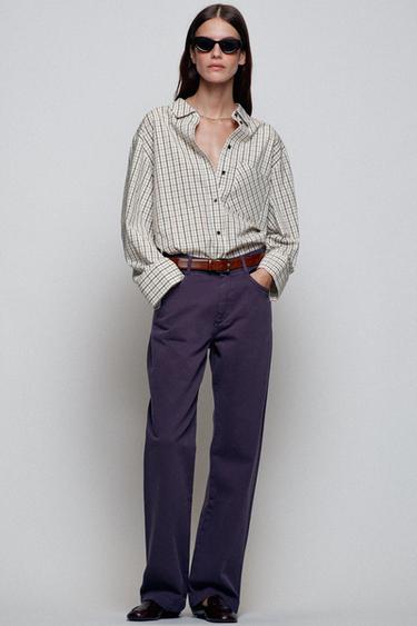 JEANS Z1975 STRAIGHT HIGH-WAIST LONG LENGTH - Purple by Zara