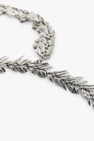 METAL LEAF NECKLACE - Silver by Zara - Image 2
