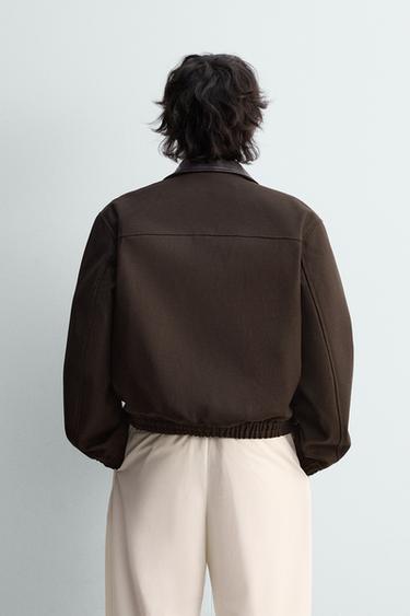 RELAXED FIT CONTRAST COLLAR JACKET - Brown by Zara - Image 2