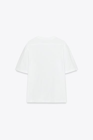 T-SHIRT REGULAR FIT ÉTIQUETTE - Blanc de Zara - Image 6
