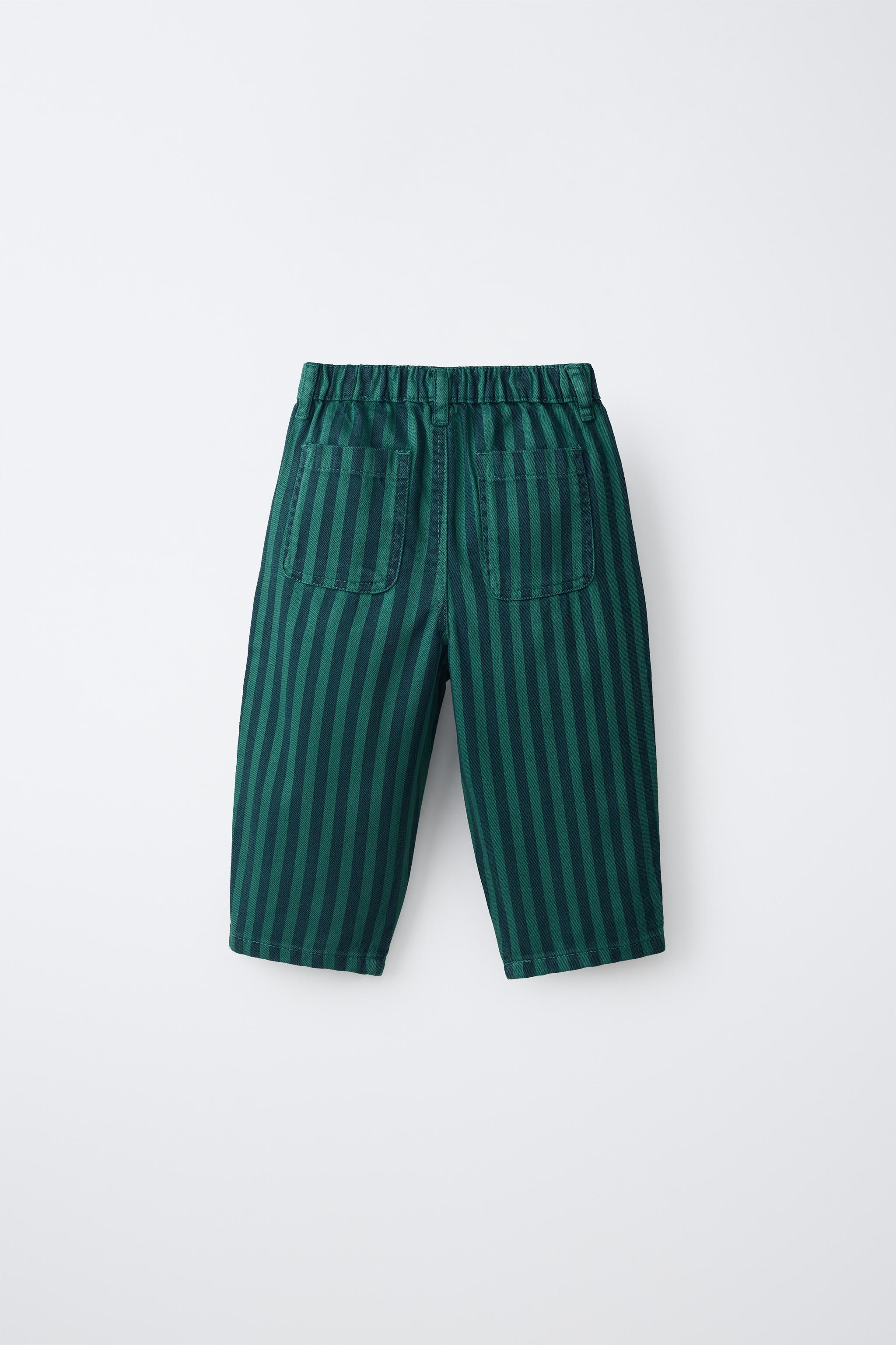 STRIPED TWILL BAGGY PANTS