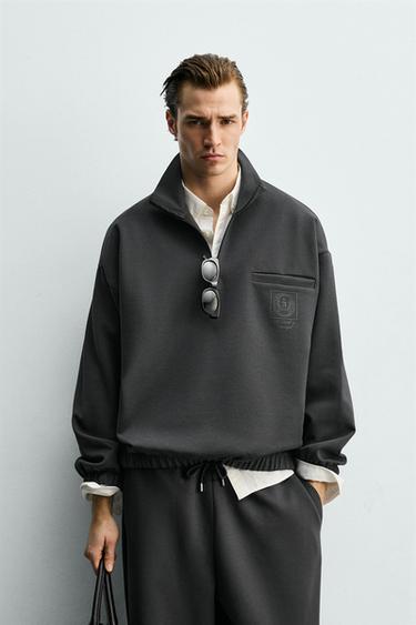 PRINTED SHIELD SWEATSHIRT - Anthracite grey by Zara