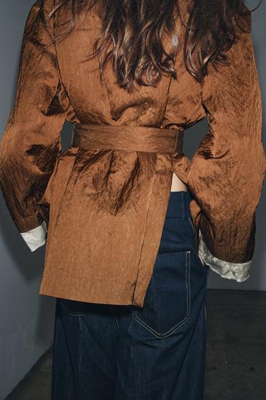 ZW COLLECTION JACQUARD KIMONO JACKET - Russet by Zara - Image 1