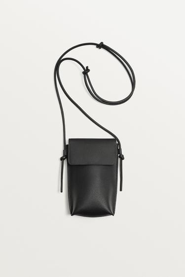 LEATHER CROSSBODY BAG - Black by Zara