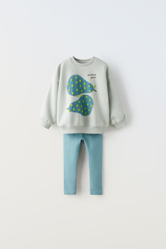 PLUSH PRINT SWEATSHIRT AND LEGGINGS CO-ORD - Duck green | ZARA South Africa