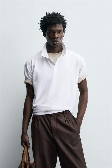 TECHNICAL PIQUÉ TEXTURED POLO SHIRT - White by Zara
