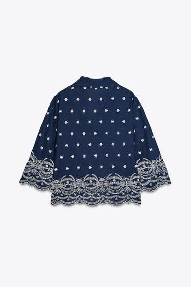 EMBROIDERED SHIRT - Blue/White by Zara - Image 5