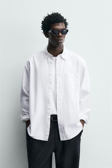 CAMISA ESTRUCTURA OXFORD - Blanco de Zara