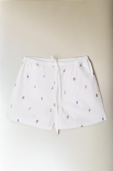 COTTON SHORTS WITH MINI FLORAL PRINT - White by Zara - Image 5
