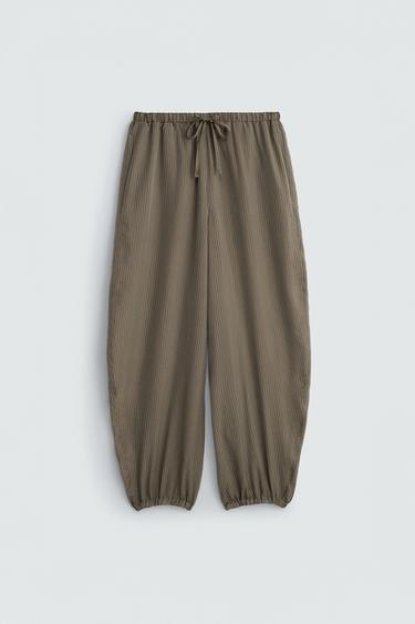 Zara VISCOSE-CUPRO STRIPED BALLOON FIT PANTS - striped
