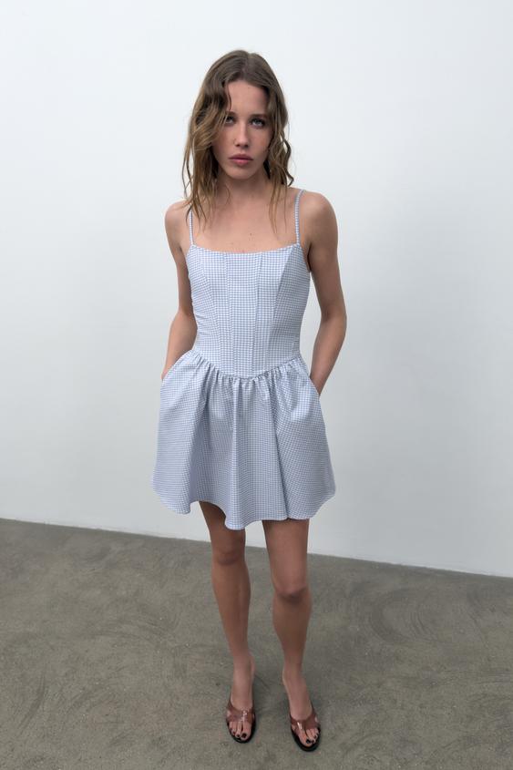 GINGHAM VOLUME BUSTIER DRESS from Zara - $59.90