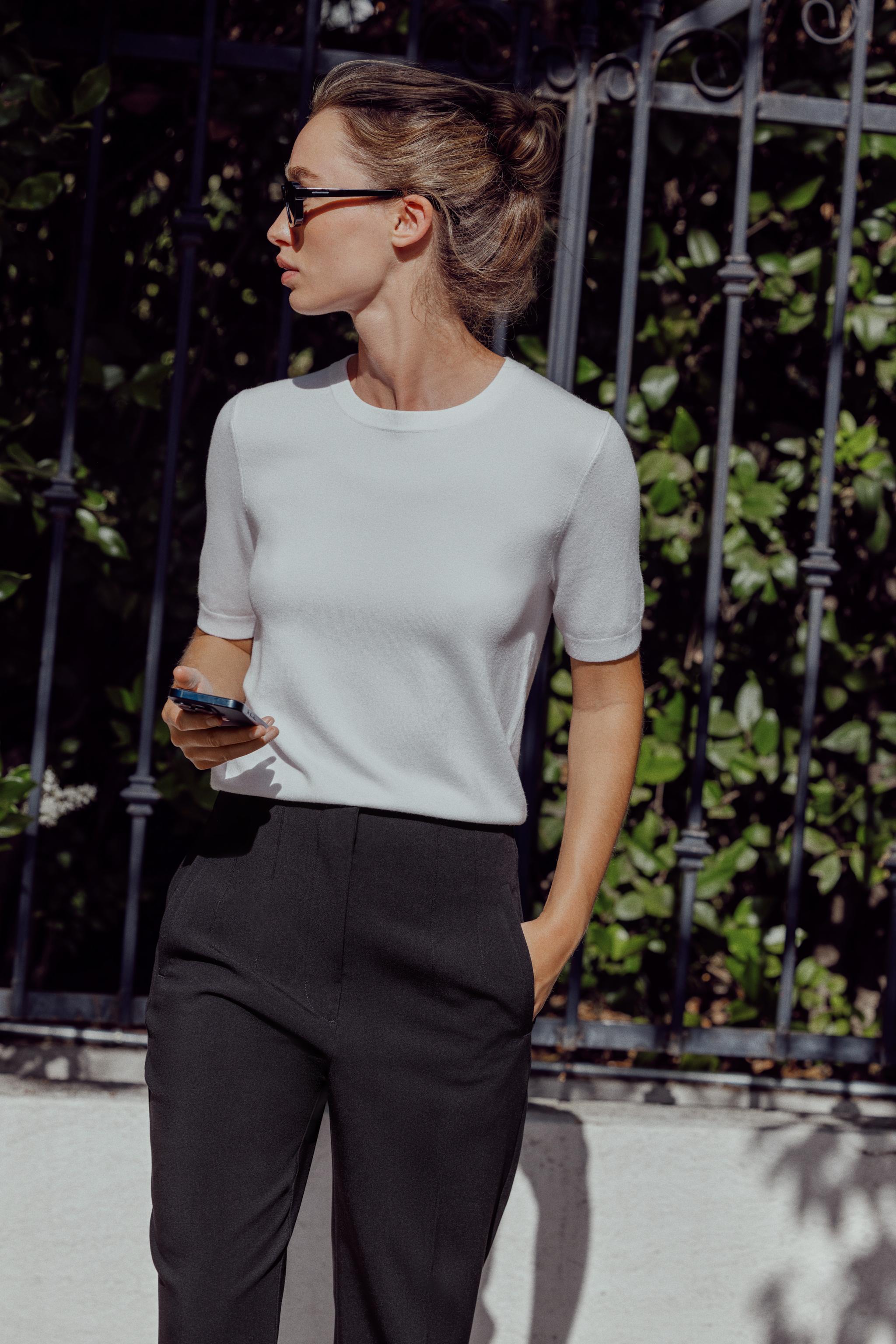 【ZARA】ベーシックニット ショートスリーブトップス ベーシック プレーンニット ショートスリーブトップス - レッド