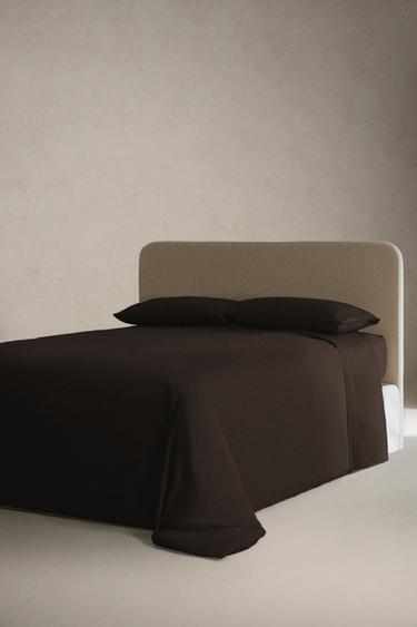 DRAP PLAT SATIN FESTON (300 FILS) - Marron de Zara - Image 1