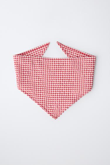 GINGHAM CHECK BANDANA - White / Red by Zara - Image 4