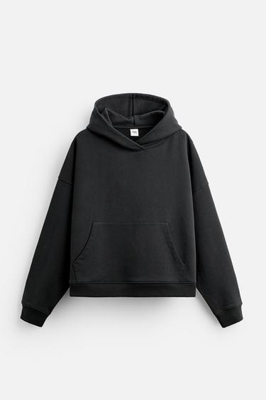 CROPPED FIT HOODIE - Black by Zara