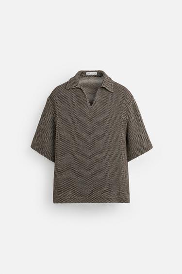 POLO STRUCTURE OUVERTE - Écru / Marron de Zara - Image 7