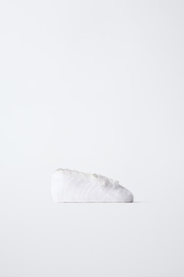 TEXTILE BOW BOOTIES - Ecru White by Zara