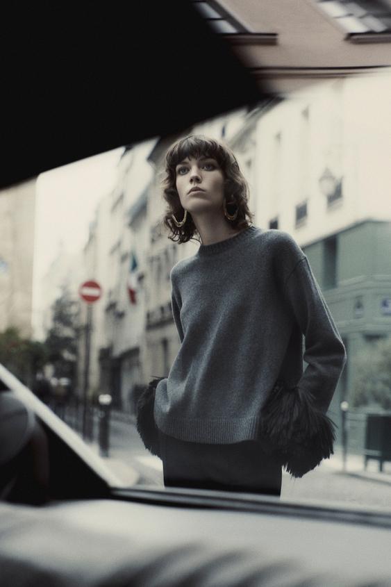 PULL EN LAINE 100 ÉDITION LIMITÉE Gris ZARA France