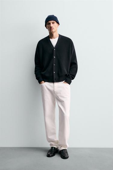 REGULAR FIT COTTON CARDIGAN - Dark navy by Zara - Image 0