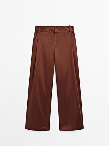 Zara Shiny trousers with dart details - Studio - Brick