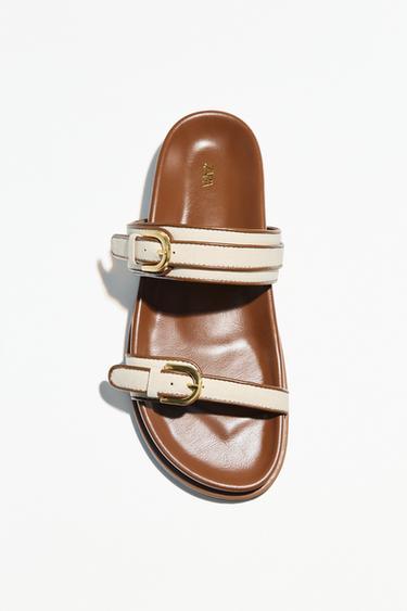 STRAPPY BUCKLE SANDALS - Brown by Zara
