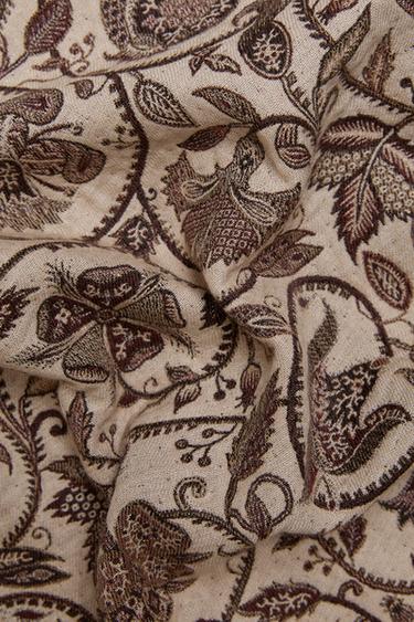 Zara FLORAL JACQUARD BLANKET - Light beige