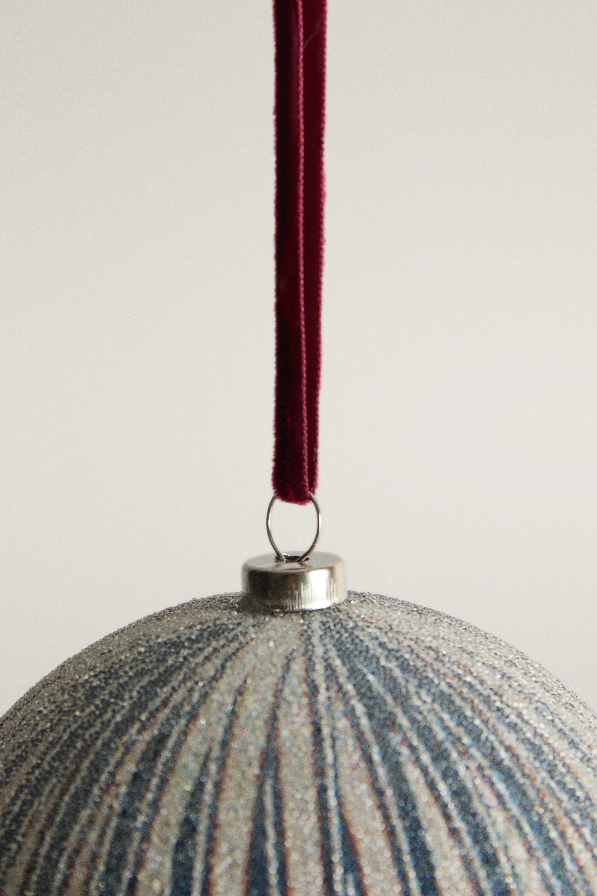 STRIPED GLASS SPHERE CHRISTMAS TREE DECORATION