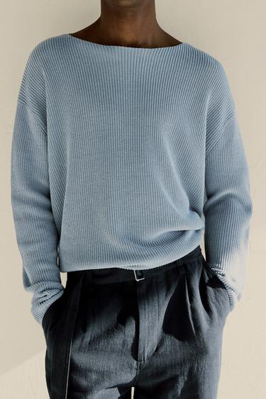 SILK/LINEN TEXTURED JUMPER - Sky blue by Zara