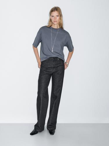 Jeans wide leg tiro alto - Azul de Zara