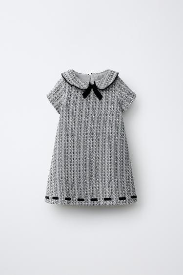 STRUCTURED BOW DRESS — Gray 1