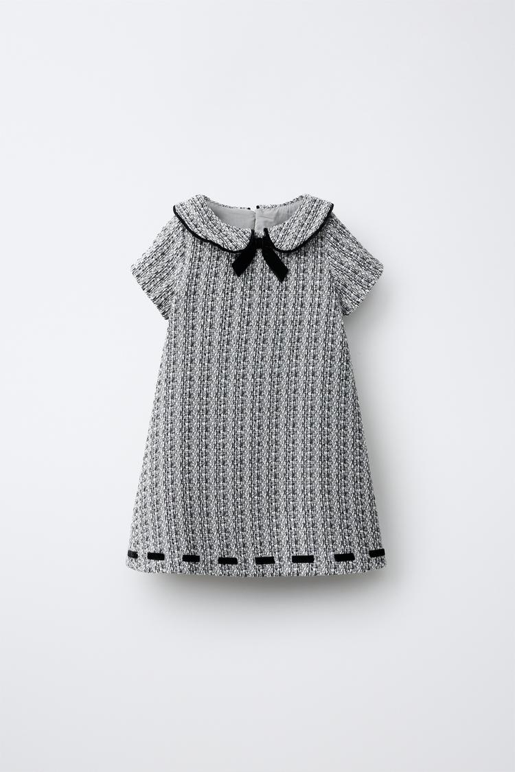 STRUCTURED BOW DRESS — Gray