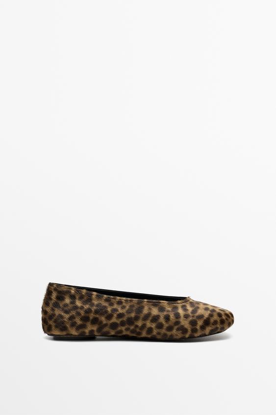 Ballerine en cuir finition fourrure imprimée - Léopard de Zara - Image 0