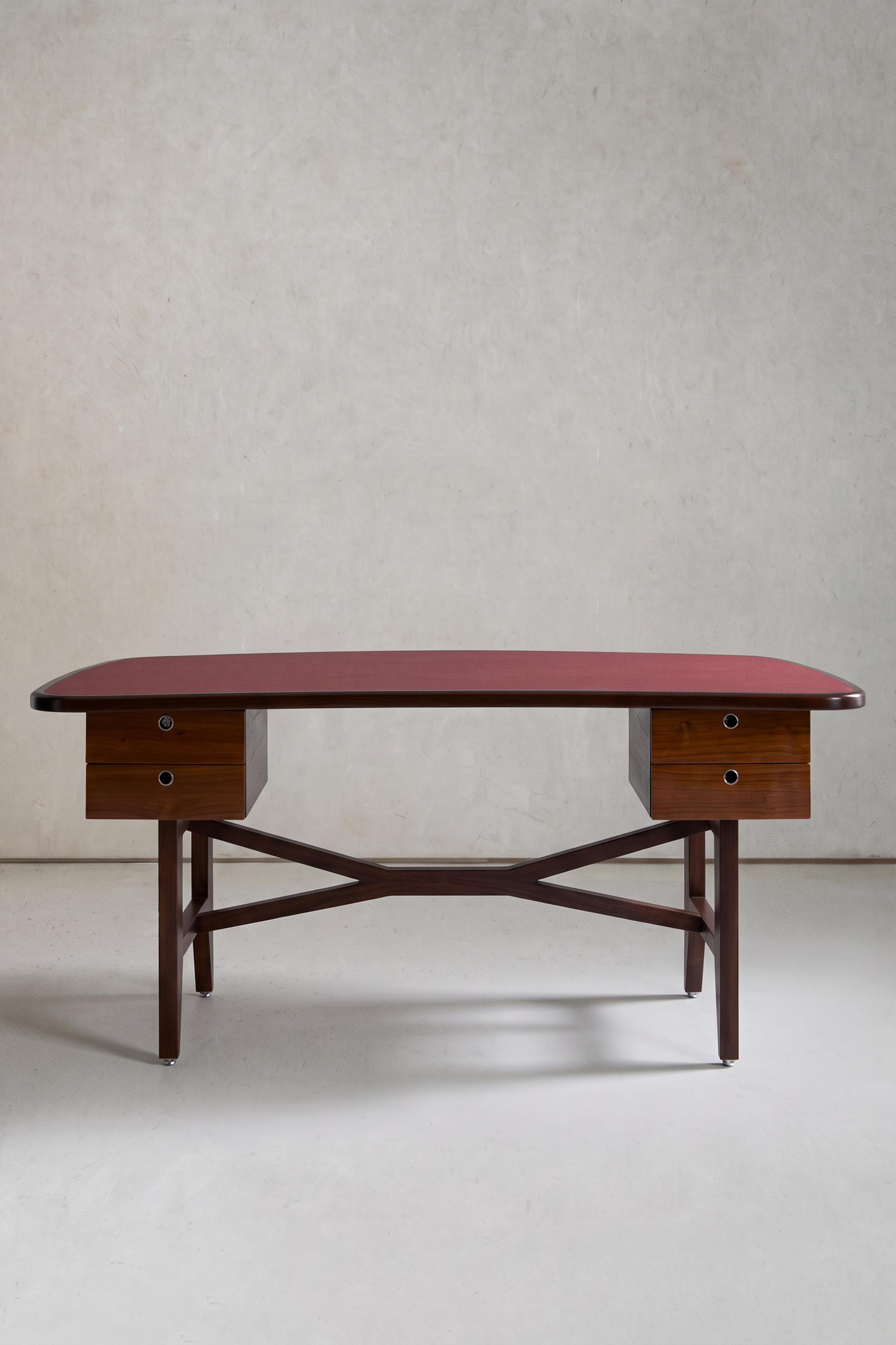 BUREAU EN BOIS DE TECK BRILLANT