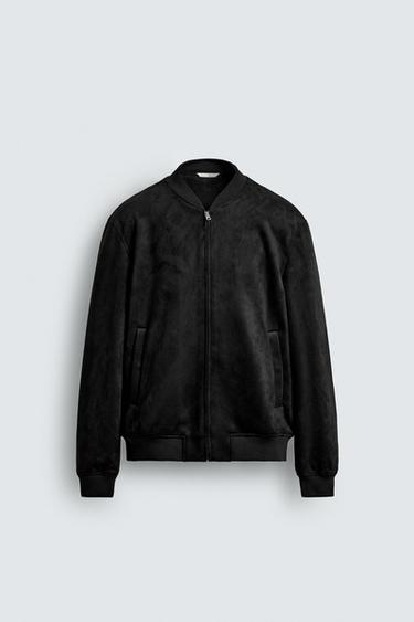 FAUX SUEDE BOMBER JACKET - Black by Zara