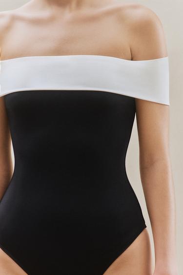 MAILLOT DE BAIN ÉPAULES DÉNUDÉES - Noir de Zara - Image 5
