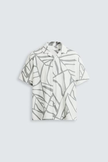 CAMISA ELÁSTICA ESTAMPADO ABSTRACTO - Blanco de Zara
