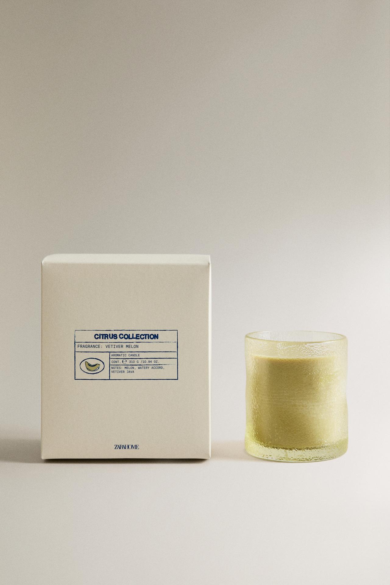 (310 G) VETIVER MELON SCENTED CANDLE — Dark bottle green