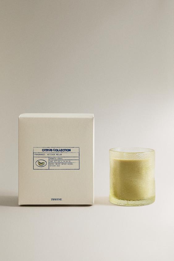 (310 G) VETIVER MELON SCENTED CANDLE - Dark bottle green by Zara - Image 0