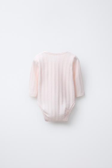 0-6 MOIS/ LOT DE TROIS BODYS MANCHES LONGUES COL KIMONO - Rose de Zara - Image 2