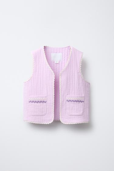 WAVY TEXTURED WAISTCOAT - Light mauve by Zara
