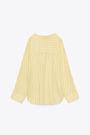 OVERSIZE STRIPED POPLIN SHIRT - Yellow by Zara - Image 4