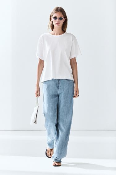 T-shirt 100 % coton - Blanc de Zara - Image 0