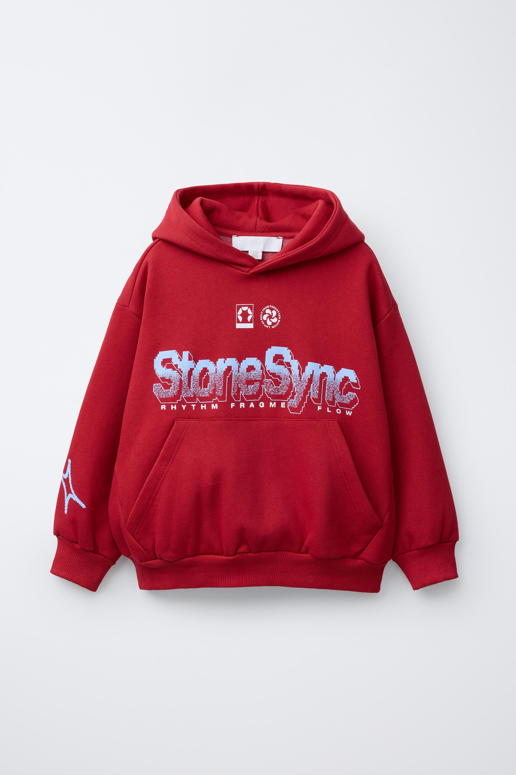 ♡R♡ PRINTED HOODIE - Red | ZARA Georgia